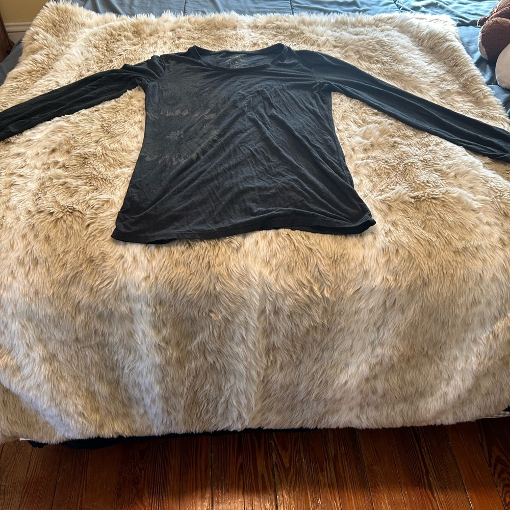 Earth super soft size XL blackish get tone large flowers printed to one side